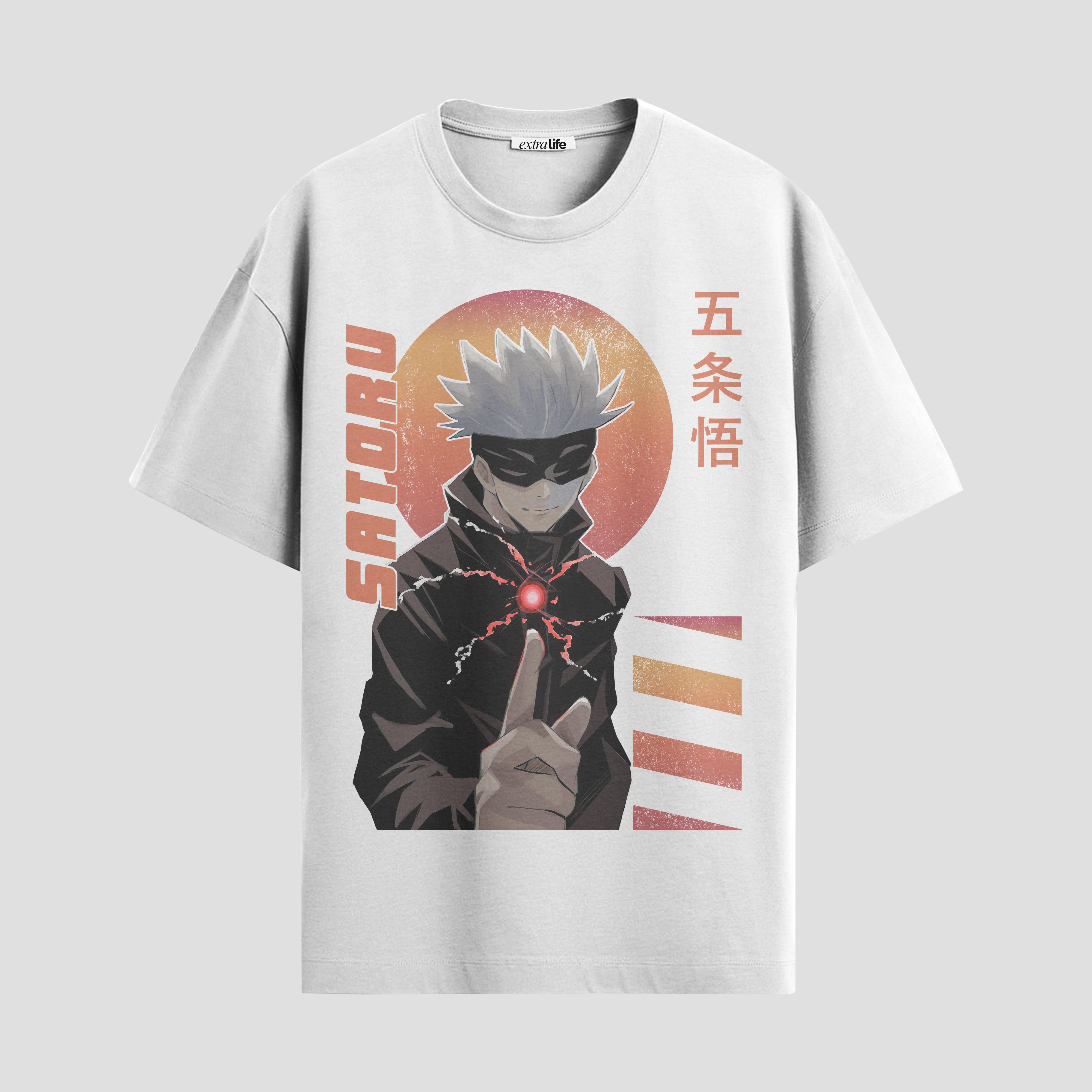 Playera urbana de anime y gaming ExtraLife MX, corte Standard Fit unisex ligero y transpirable en color Deep Black y Pure White, ropa de uso diario para gym y casual.