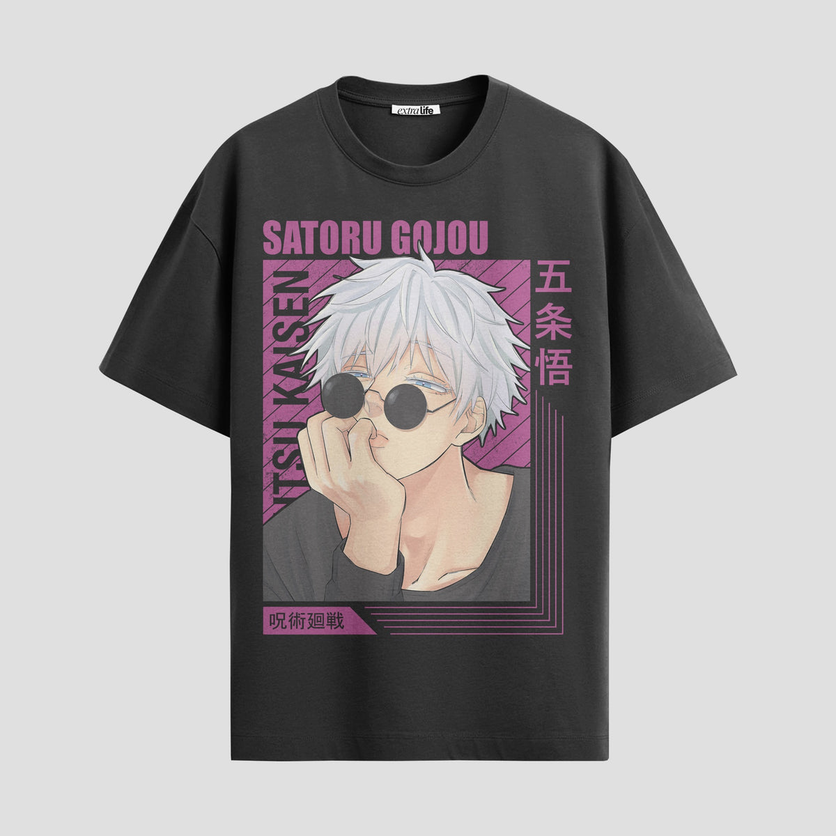Playera urbana de anime y gaming ExtraLife MX, corte Classic Premium unisex ligero y transpirable en color Deep Black y Pure White, ropa de uso diario para gym y casual.
