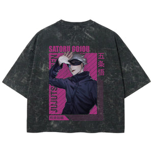 Playera streetwear premium de anime y gaming ExtraLife MX, corte boxy deluxe mineral wash heavyweight en color Acid Wash, moda urbana mexicana de culto.