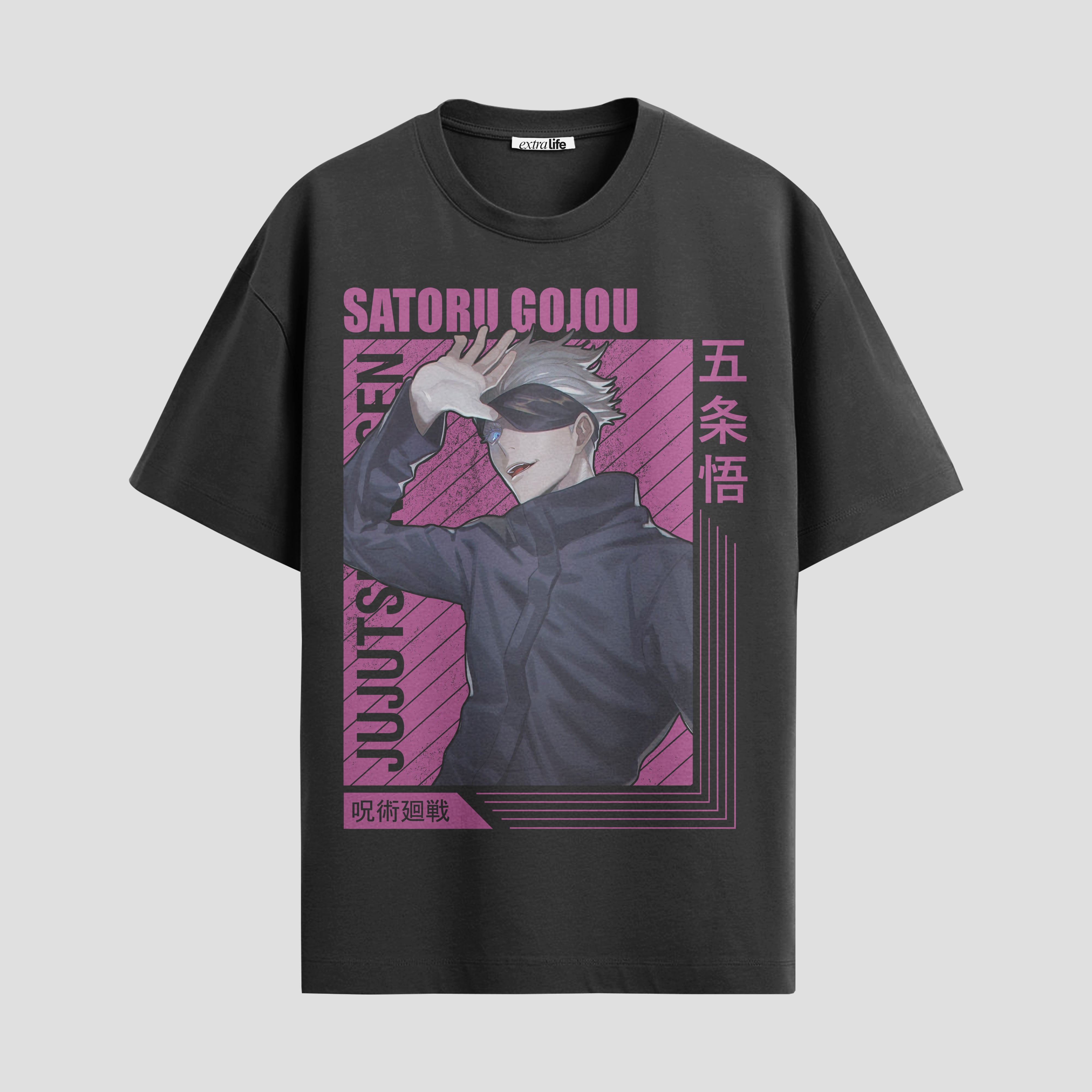 Playera urbana de anime y gaming ExtraLife MX, corte Standard Fit unisex ligero y transpirable en color Deep Black y Pure White, ropa de uso diario para gym y casual.