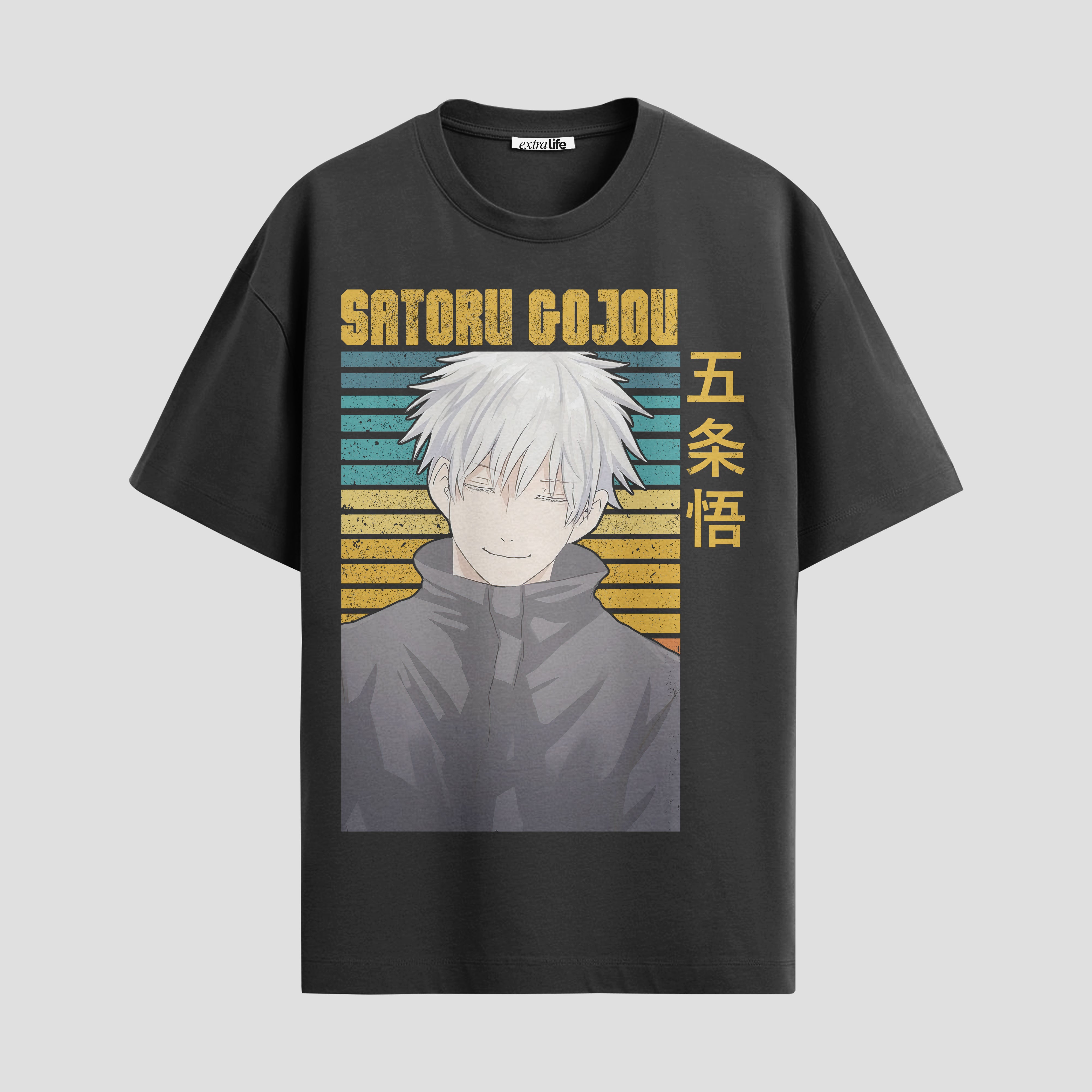 Playera urbana de anime y gaming ExtraLife MX, corte Standard Fit unisex ligero y transpirable en color Deep Black y Pure White, ropa de uso diario para gym y casual.