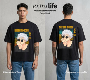 El Arte de las Maldiciones | El Infinito del Bien #03931 - Playera Oversized Premium | Deep Black - Foto en modelo