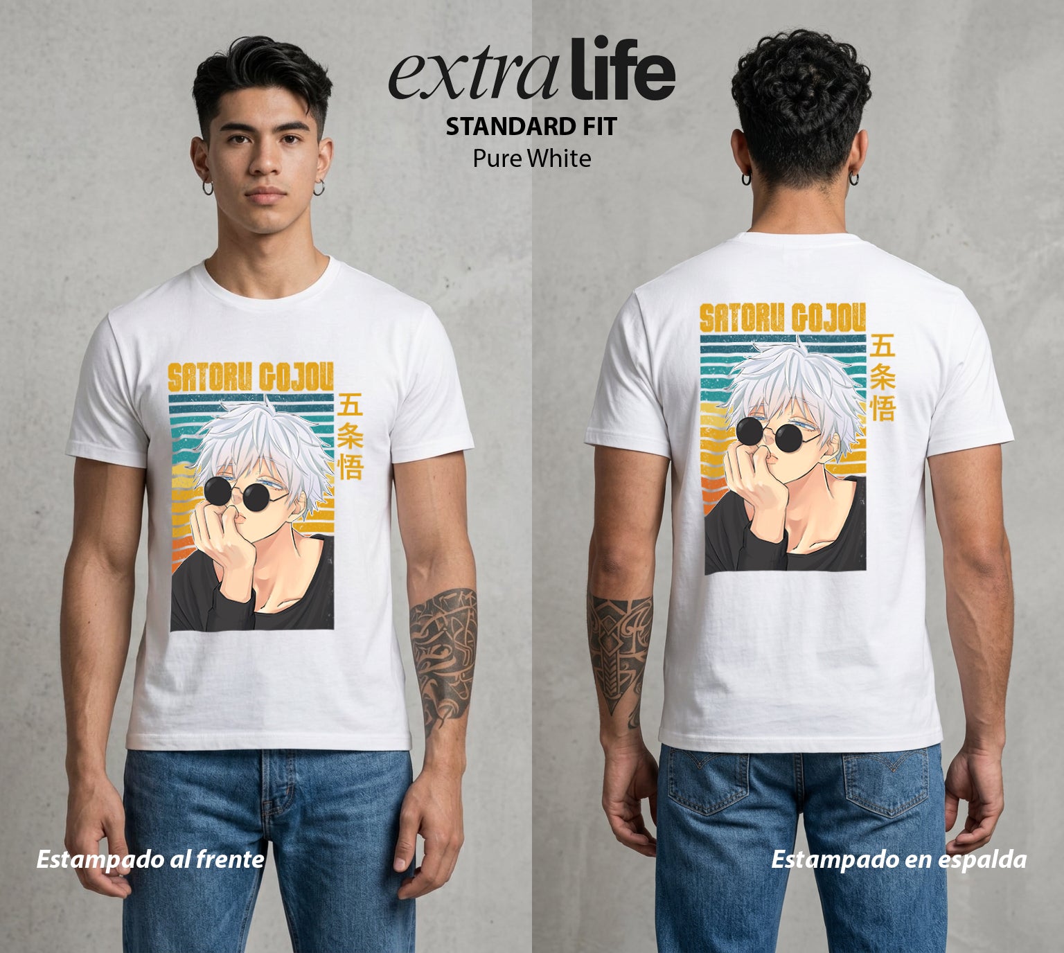 El Arte de las Maldiciones | El Infinito del Bien #03931 - Playera Standard Fit | Pure White - Foto en modelo