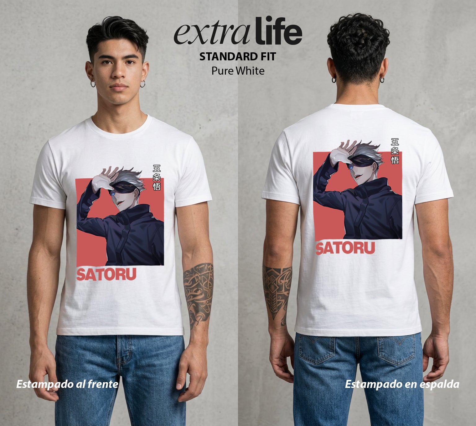 El Arte de las Maldiciones | El Infinito del Bien #03935 - Playera Standard Fit | Pure White - Foto en modelo