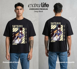 Las Agujas del Destino | La Presidenta del Poder #03938 - Playera Oversized Premium | Deep Black - Foto en modelo