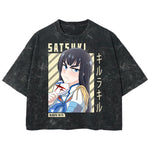 Playera streetwear premium de anime y gaming ExtraLife MX, corte boxy deluxe mineral wash heavyweight en color Acid Wash, moda urbana mexicana de culto.