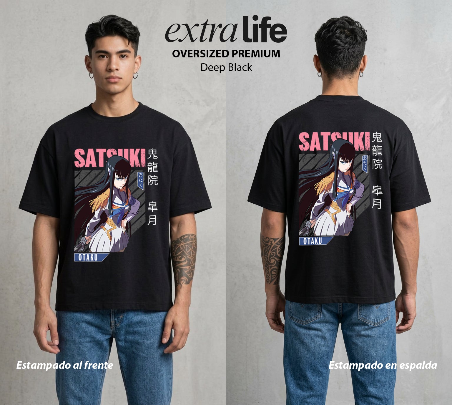 Las Agujas del Destino | La Presidenta del Poder #03942 - Playera Oversized Premium | Deep Black - Foto en modelo