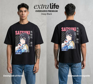 Las Agujas del Destino | El Frio del Mando #03945 - Playera Oversized Premium | Deep Black - Foto en modelo