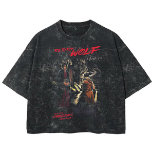 Playera streetwear premium de anime y gaming ExtraLife MX, corte boxy deluxe mineral wash heavyweight en color Acid Wash, moda urbana mexicana de culto.