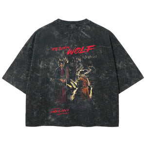 Playera streetwear premium de anime y gaming ExtraLife MX, corte boxy deluxe mineral wash heavyweight en color Acid Wash, moda urbana mexicana de culto.