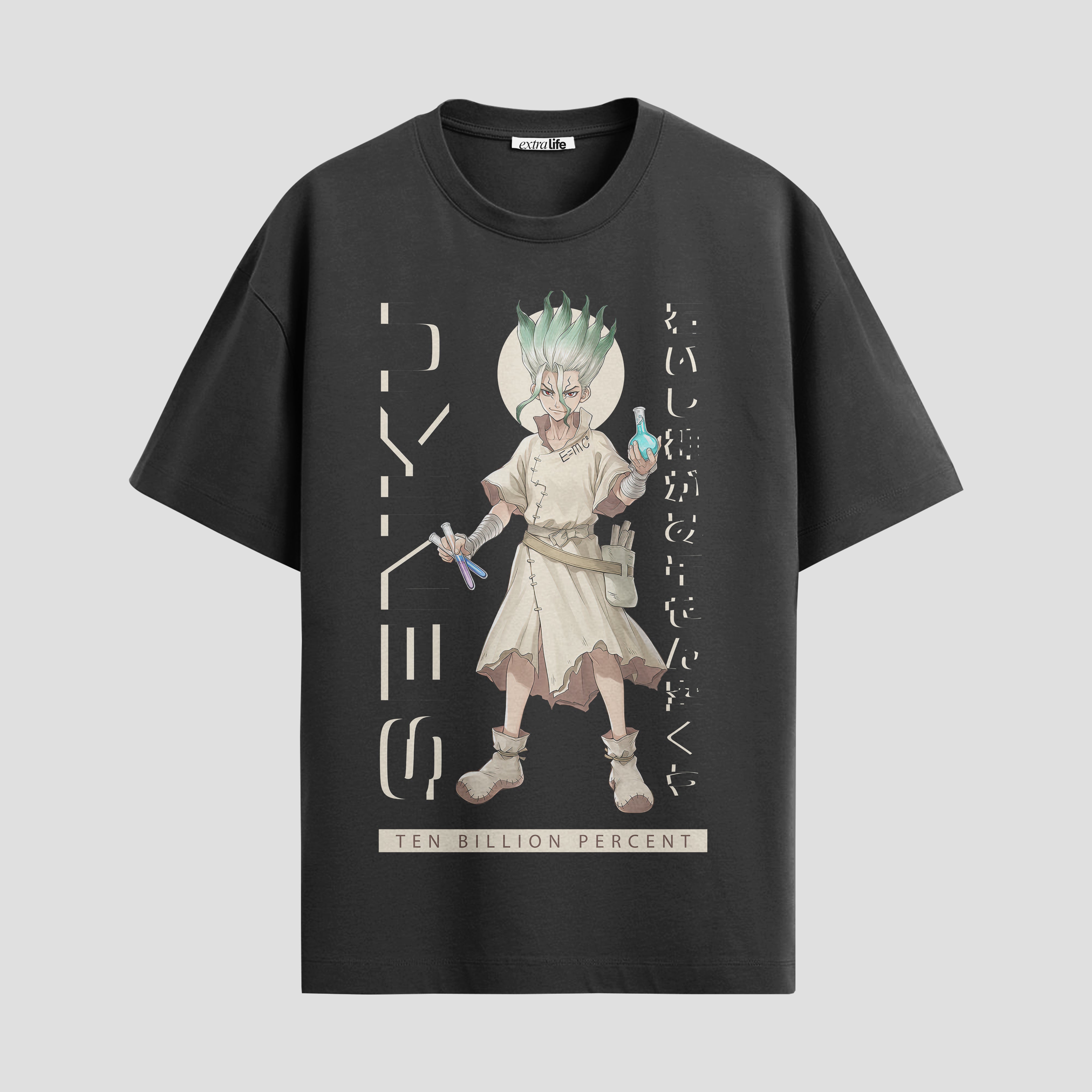 Playera urbana de anime y gaming ExtraLife MX, corte Standard Fit unisex ligero y transpirable en color Deep Black y Pure White, ropa de uso diario para gym y casual.