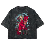 Playera streetwear premium de anime y gaming ExtraLife MX, corte boxy deluxe mineral wash heavyweight en color Acid Wash, moda urbana mexicana de culto.