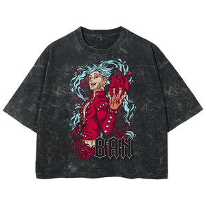 Playera streetwear premium de anime y gaming ExtraLife MX, corte boxy deluxe mineral wash heavyweight en color Acid Wash, moda urbana mexicana de culto.