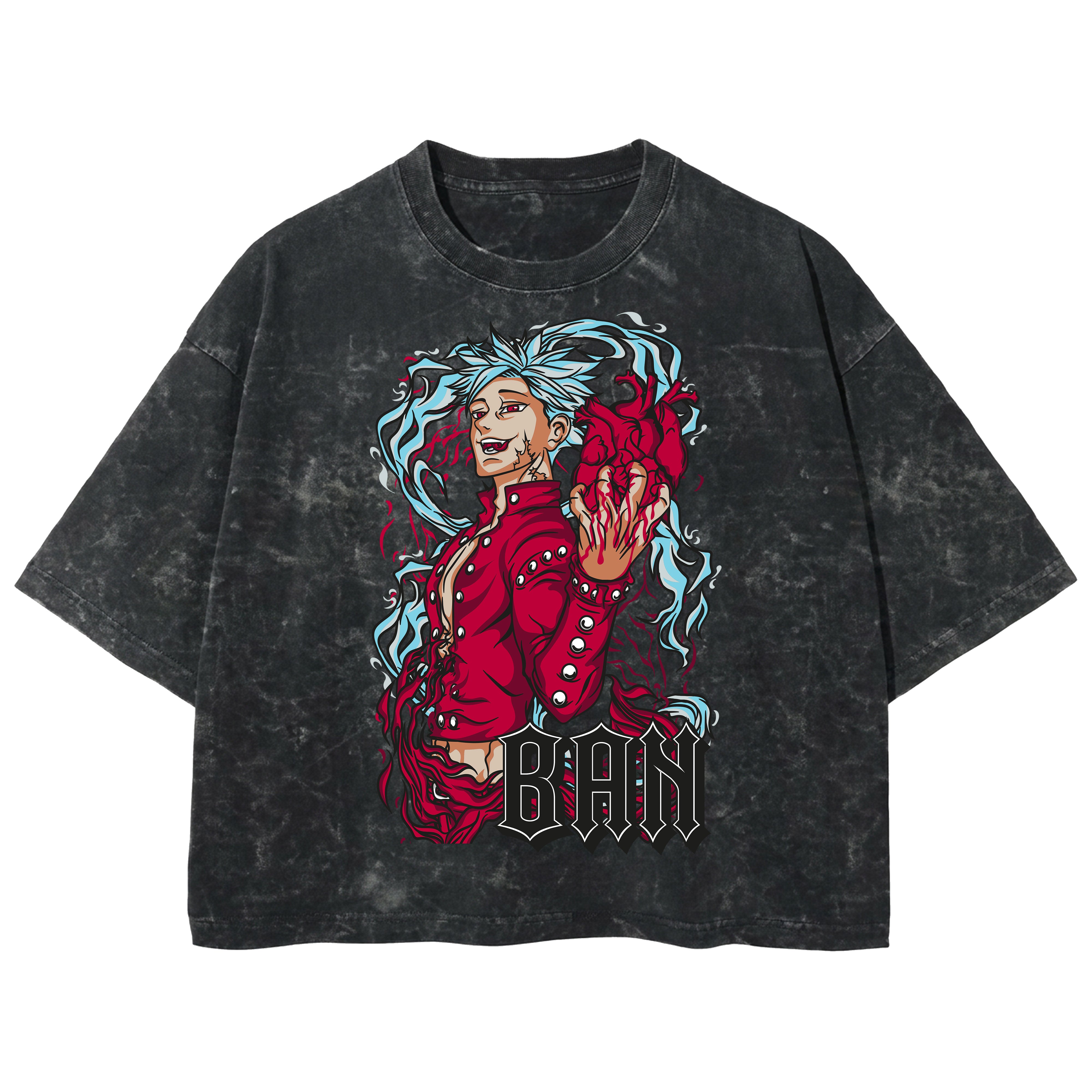 Playera streetwear premium de anime y gaming ExtraLife MX, corte boxy deluxe mineral wash heavyweight en color Acid Wash, moda urbana mexicana de culto.