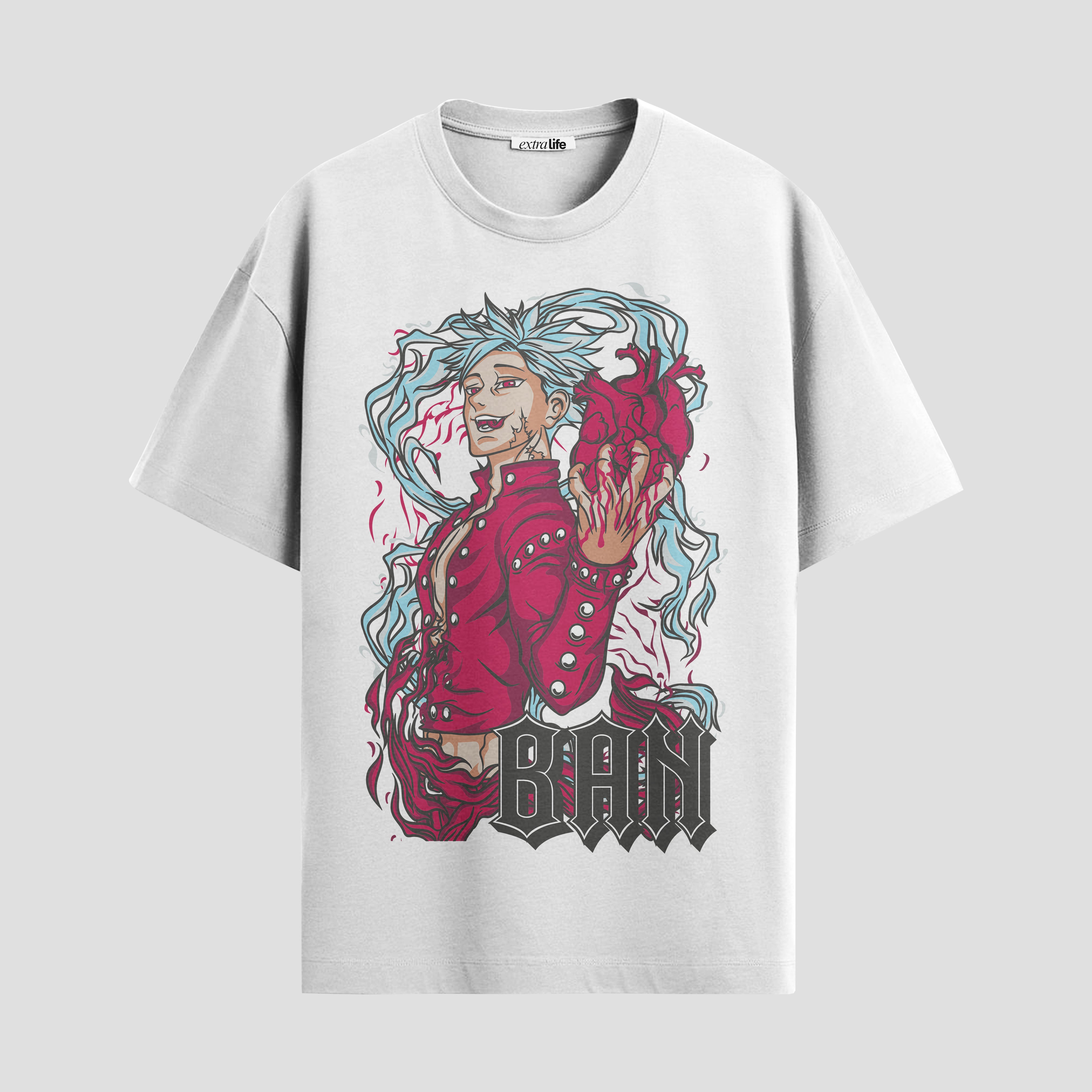 Playera urbana de anime y gaming ExtraLife MX, corte Standard Fit unisex ligero y transpirable en color Deep Black y Pure White, ropa de uso diario para gym y casual.
