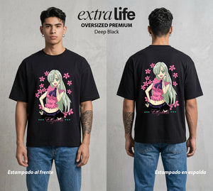 Los Siete Pecados | La Princesa del Bien #03953 - Playera Oversized Premium | Deep Black - Foto en modelo