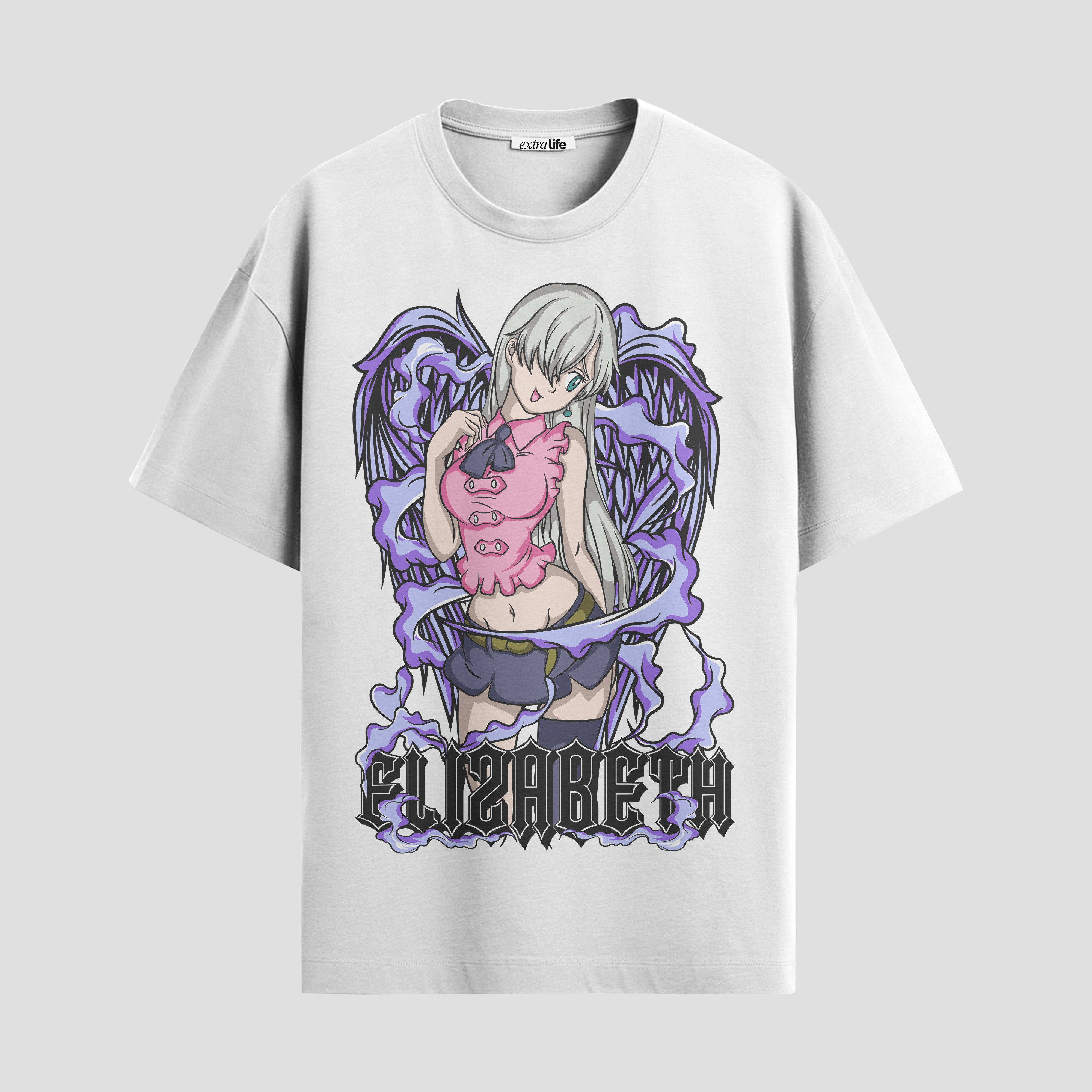 Playera urbana de anime y gaming ExtraLife MX, corte Standard Fit unisex ligero y transpirable en color Deep Black y Pure White, ropa de uso diario para gym y casual.