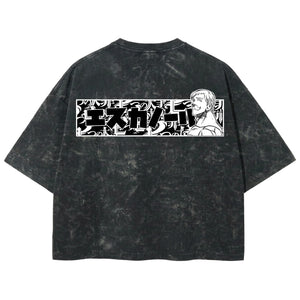 Playera streetwear premium de anime y gaming ExtraLife MX, corte boxy deluxe mineral wash heavyweight en color Acid Wash, moda urbana mexicana de culto.