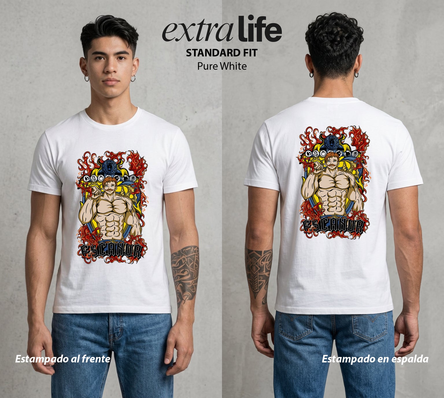 Los Siete Pecados | El Orgullo del Sol #03957 - Playera Standard Fit | Pure White - Foto en modelo