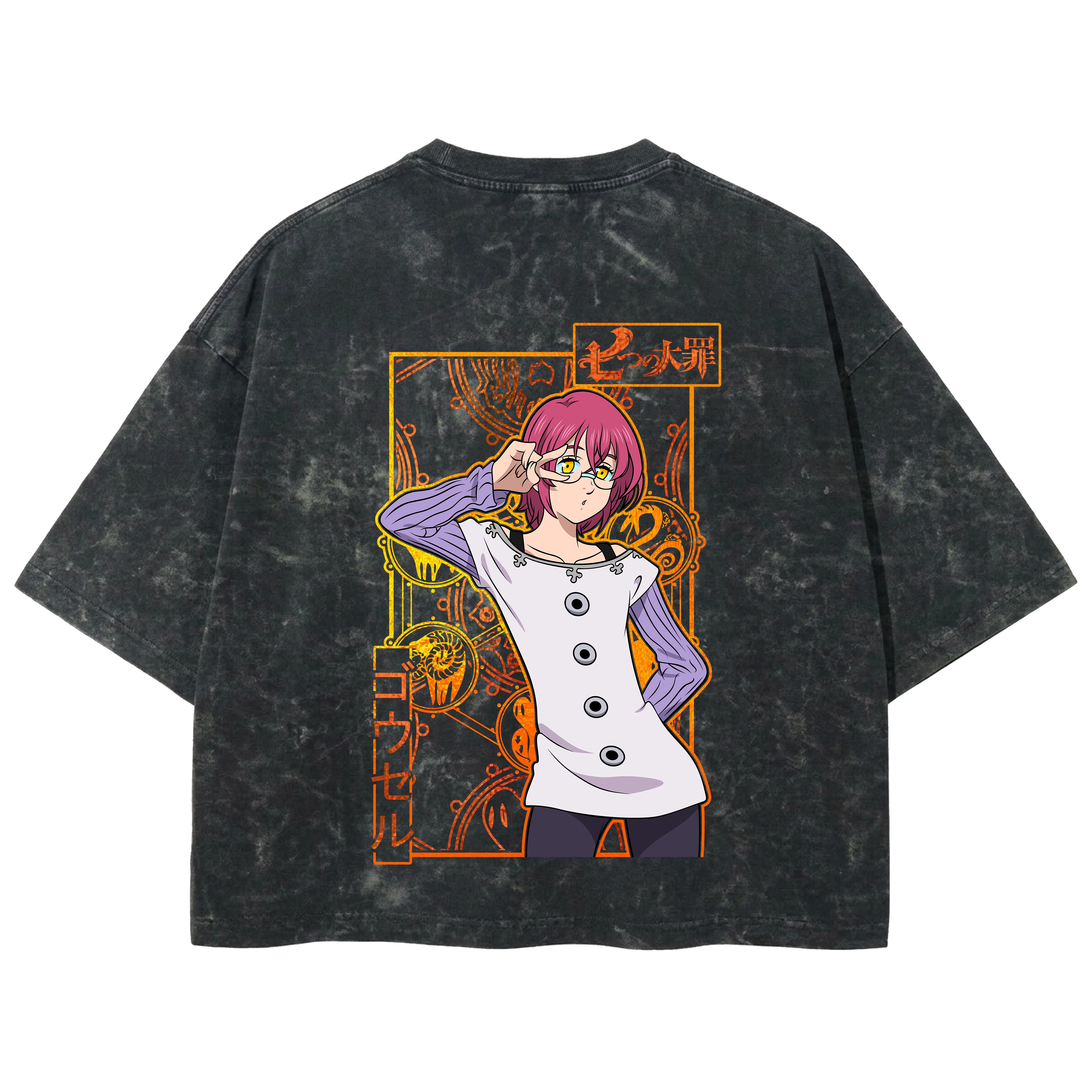 Playera streetwear premium de anime y gaming ExtraLife MX, corte boxy deluxe mineral wash heavyweight en color Acid Wash, moda urbana mexicana de culto.