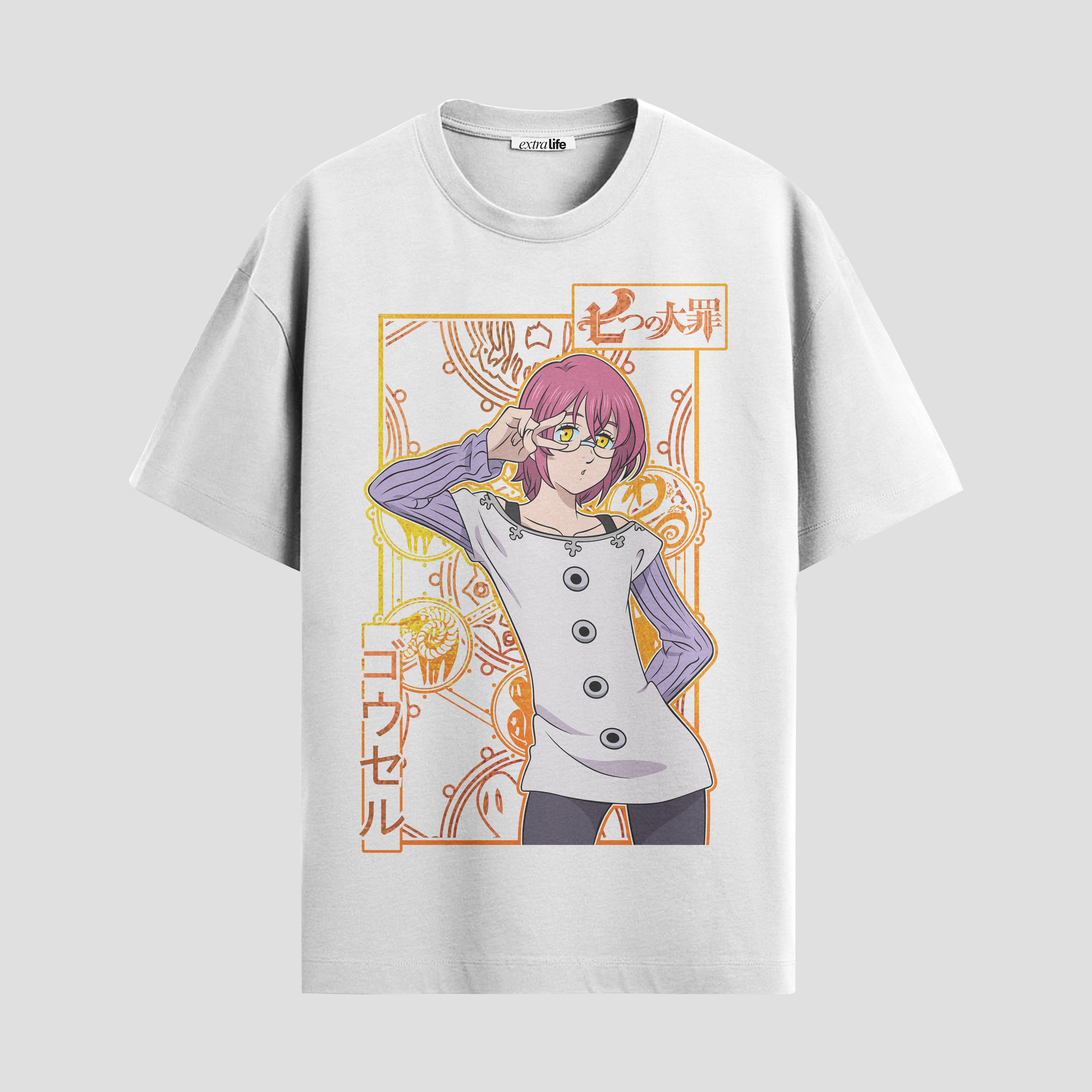 Playera urbana de anime y gaming ExtraLife MX, corte Standard Fit unisex ligero y transpirable en color Deep Black y Pure White, ropa de uso diario para gym y casual.