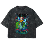Playera streetwear premium de anime y gaming ExtraLife MX, corte boxy deluxe mineral wash heavyweight en color Acid Wash, moda urbana mexicana de culto.