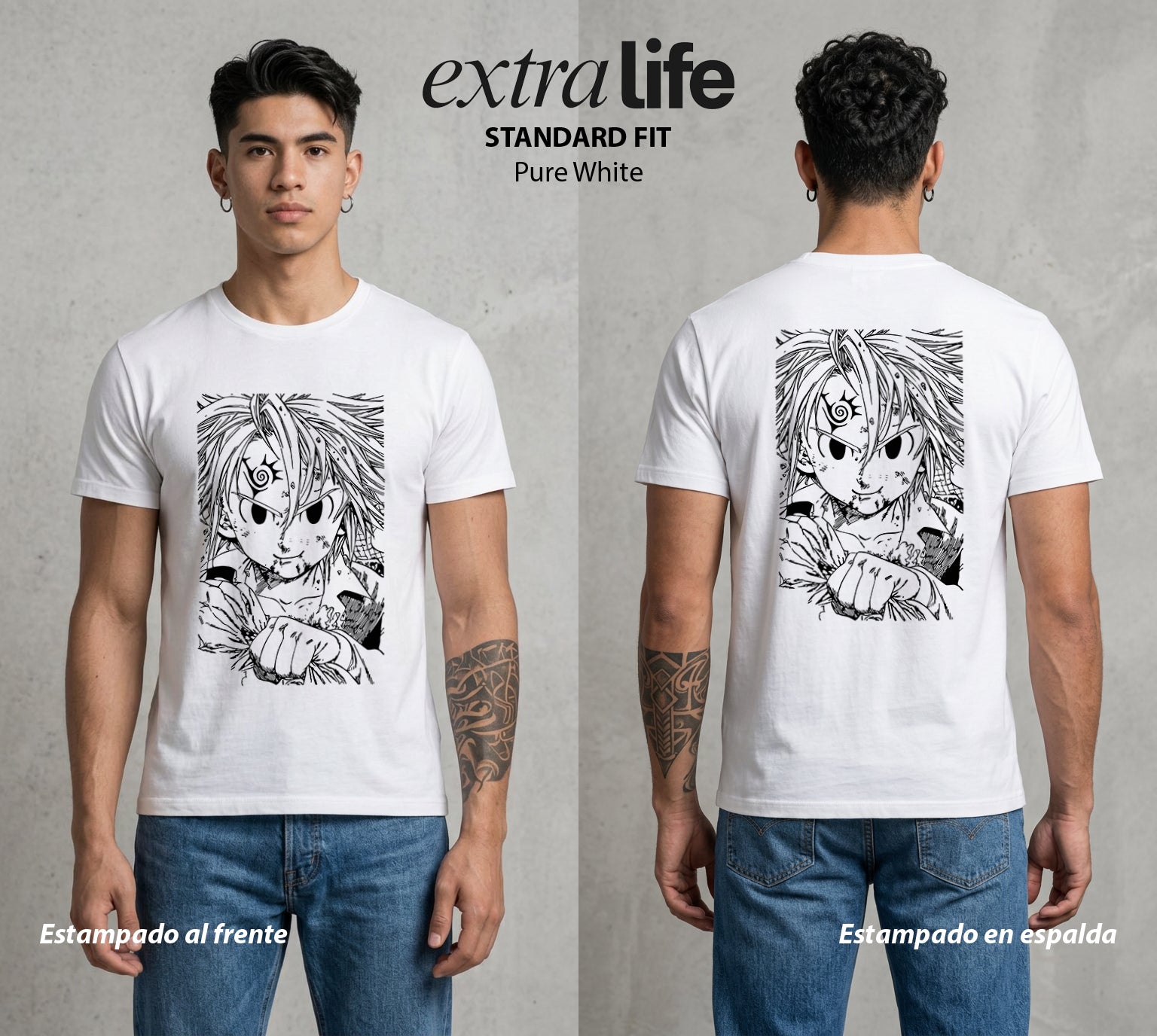 Los Siete Pecados | La Colera del Dragon #03962 - Playera Standard Fit | Pure White - Foto en modelo