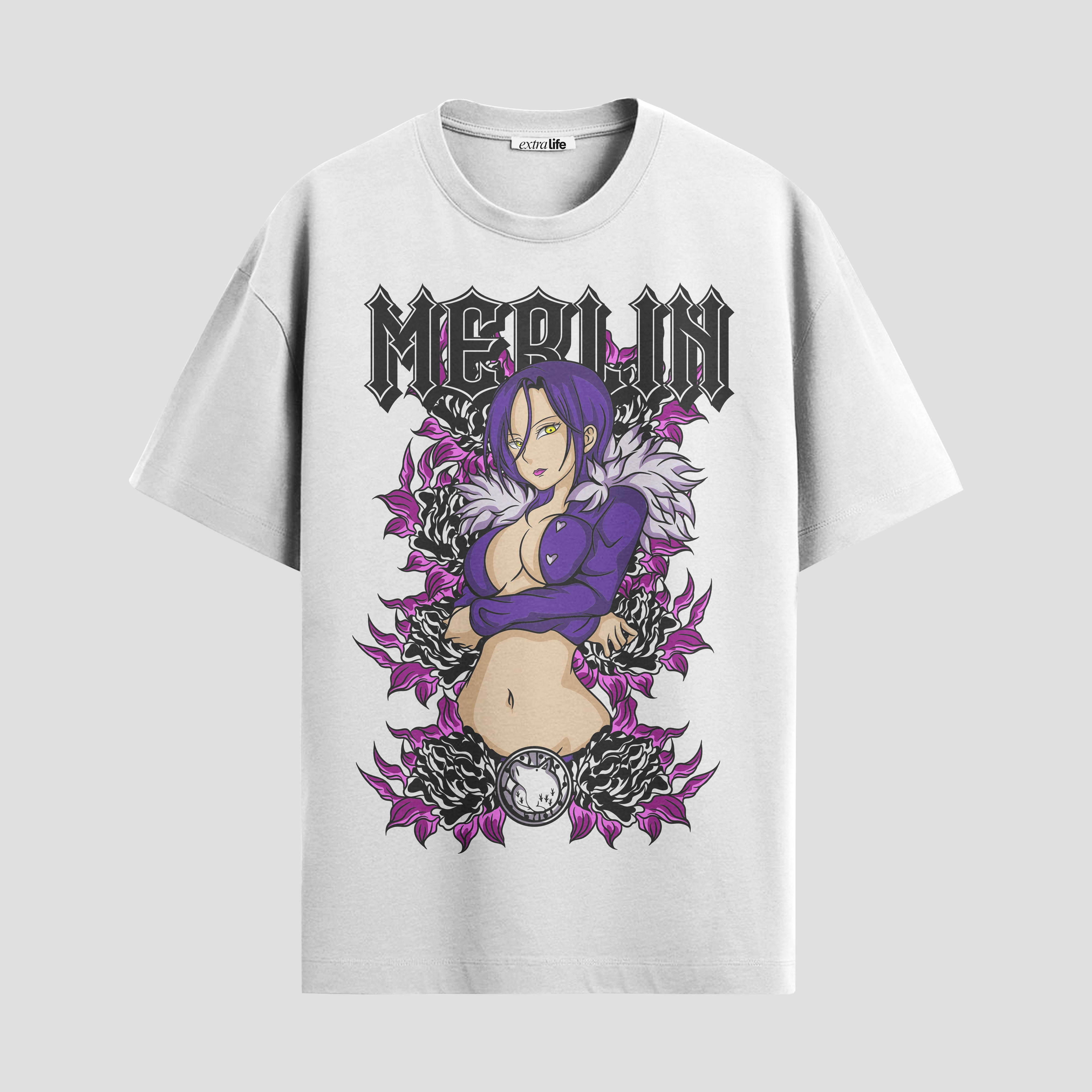 Playera urbana de anime y gaming ExtraLife MX, corte Standard Fit unisex ligero y transpirable en color Deep Black y Pure White, ropa de uso diario para gym y casual.