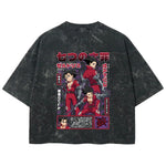 Playera streetwear premium de anime y gaming ExtraLife MX, corte boxy deluxe mineral wash heavyweight en color Acid Wash, moda urbana mexicana de culto.