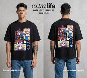 La Frontera del Juego | El Hada del Juego #03970 - Playera Oversized Premium | Deep Black - Foto en modelo