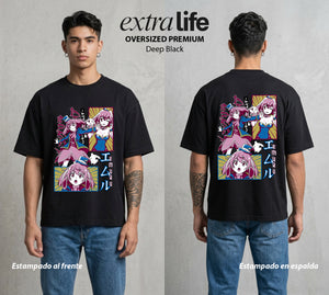 La Frontera del Juego | La Guia del Bien #03971 - Playera Oversized Premium | Deep Black - Foto en modelo