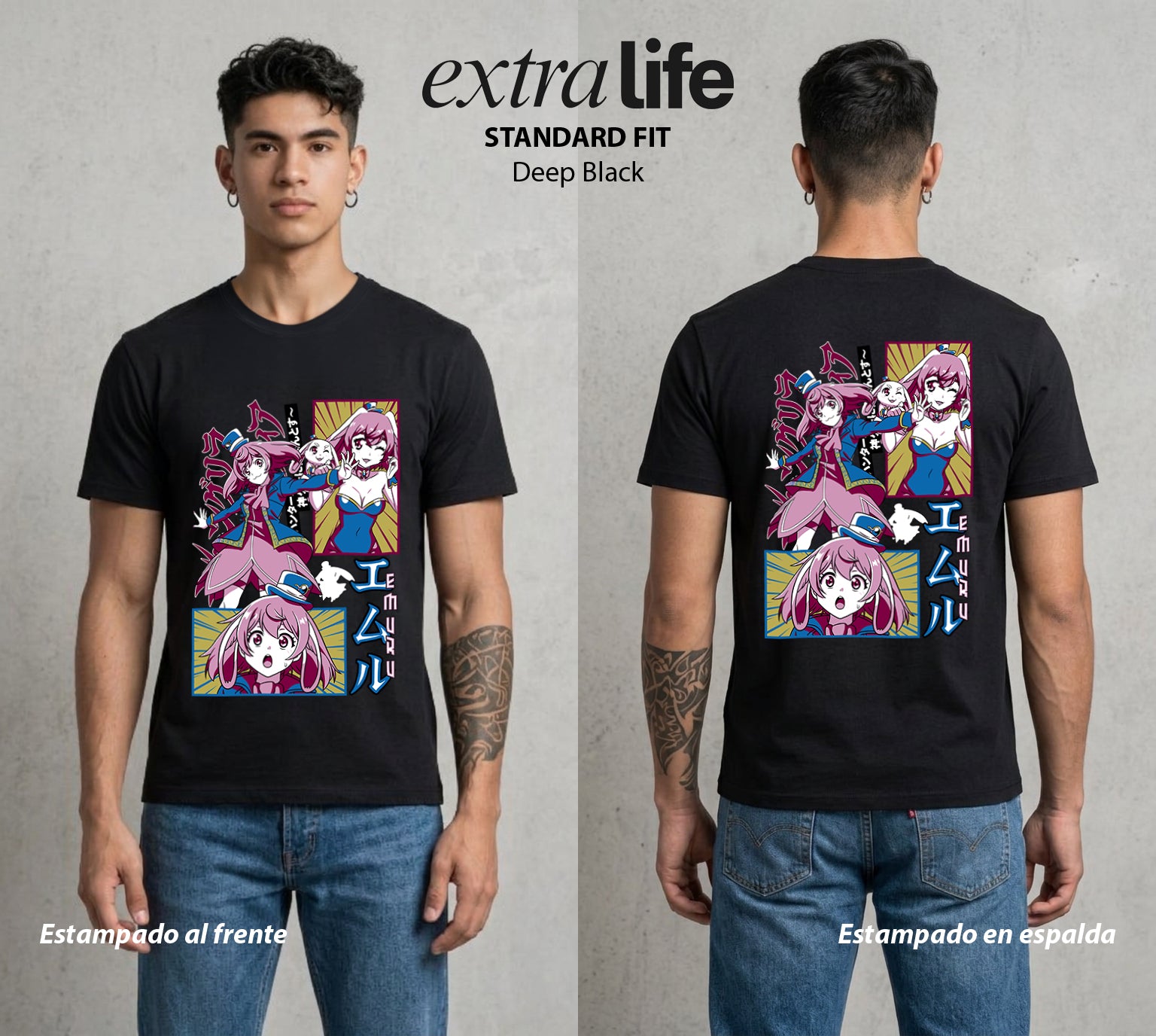 La Frontera del Juego | La Guia del Bien #03971 - Playera Standard Fit | Deep Black - Foto en modelo