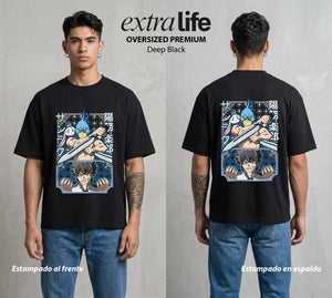 La Frontera del Juego | El Cazador del Juego #03972 - Playera Oversized Premium | Deep Black - Foto en modelo