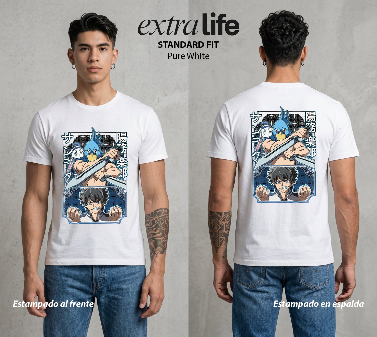 La Frontera del Juego | El Cazador del Juego #03972 - Playera Standard Fit | Pure White - Foto en modelo