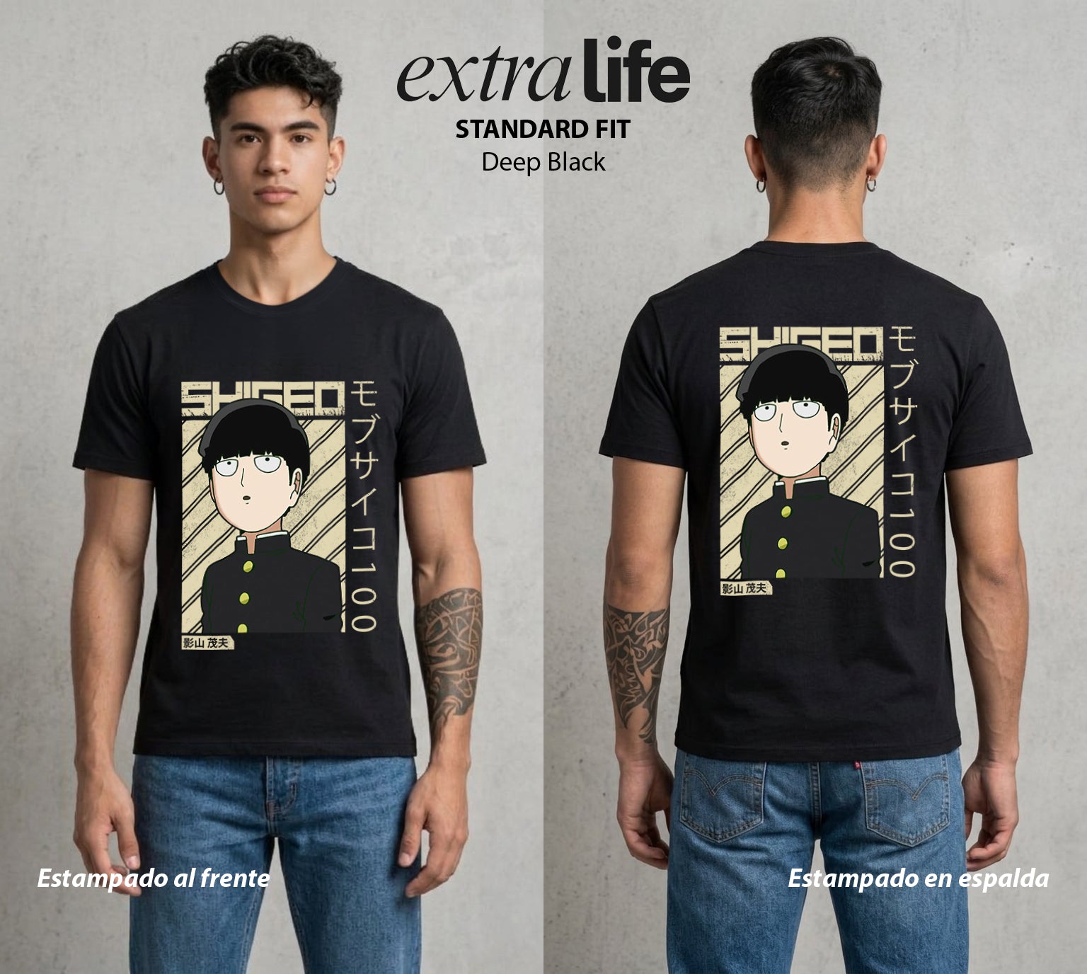 El Psiconico Reprimido | El Cien Por Ciento del Poder #03976 - Playera Standard Fit | Deep Black - Foto en modelo