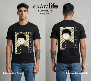 El Psiconico Reprimido | El Cien Por Ciento del Poder #03976 - Playera Standard Fit | Deep Black - Foto en modelo