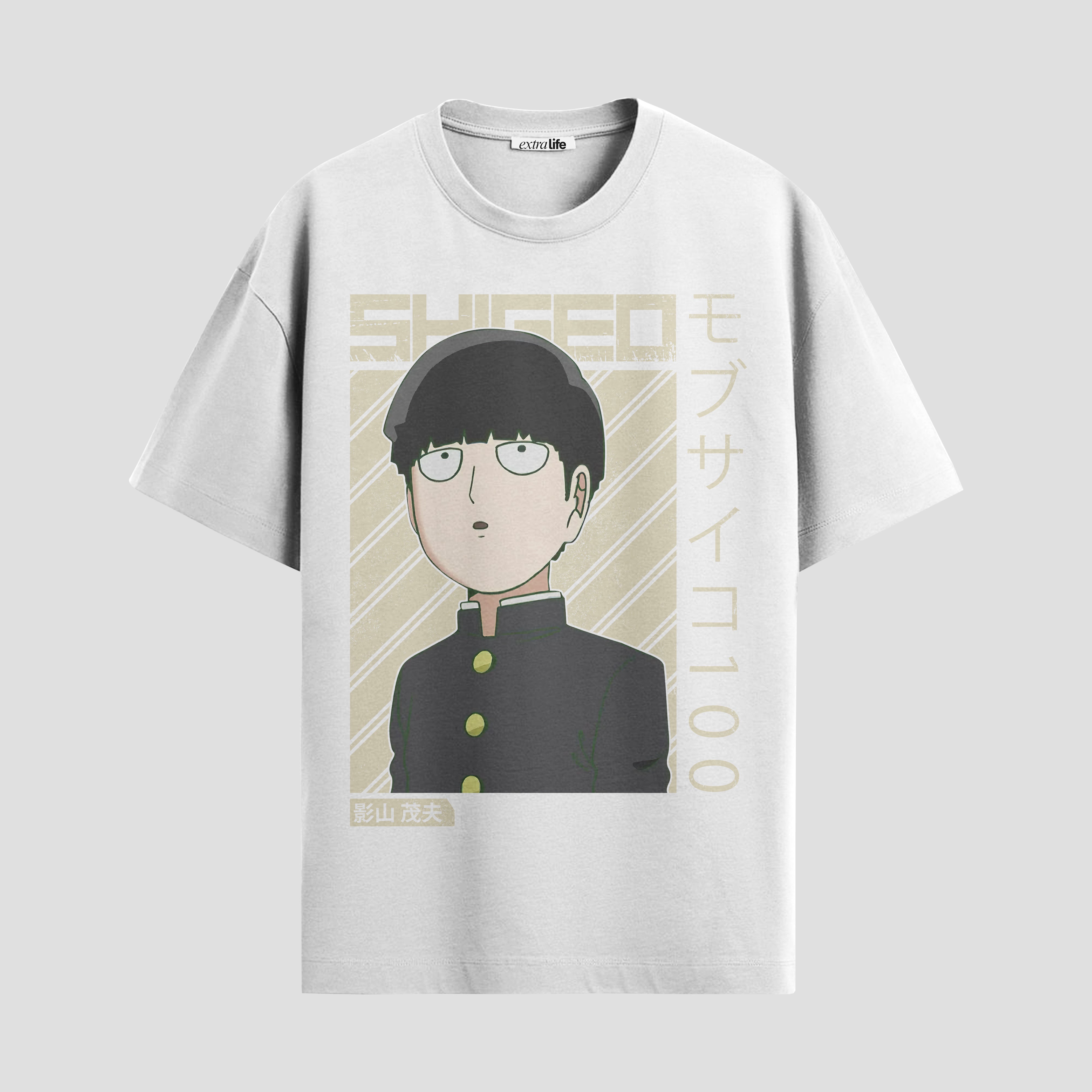 Playera urbana de anime y gaming ExtraLife MX, corte Standard Fit unisex ligero y transpirable en color Deep Black y Pure White, ropa de uso diario para gym y casual.