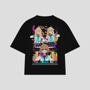 Playera streetwear premium de anime y gaming ExtraLife MX, corte oversized drop shoulder ligero y fresco en color Deep Black y Off-White, moda urbana mexicana de culto.