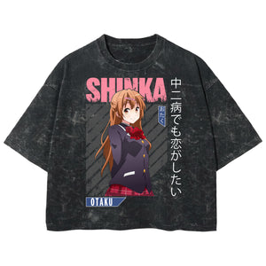 Playera streetwear premium de anime y gaming ExtraLife MX, corte boxy deluxe mineral wash heavyweight en color Acid Wash, moda urbana mexicana de culto.
