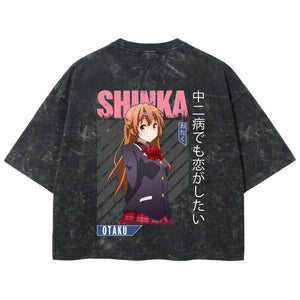 Playera streetwear premium de anime y gaming ExtraLife MX, corte boxy deluxe mineral wash heavyweight en color Acid Wash, moda urbana mexicana de culto.