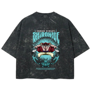 Playera streetwear premium de anime y gaming ExtraLife MX, corte boxy deluxe mineral wash heavyweight en color Acid Wash, moda urbana mexicana de culto.