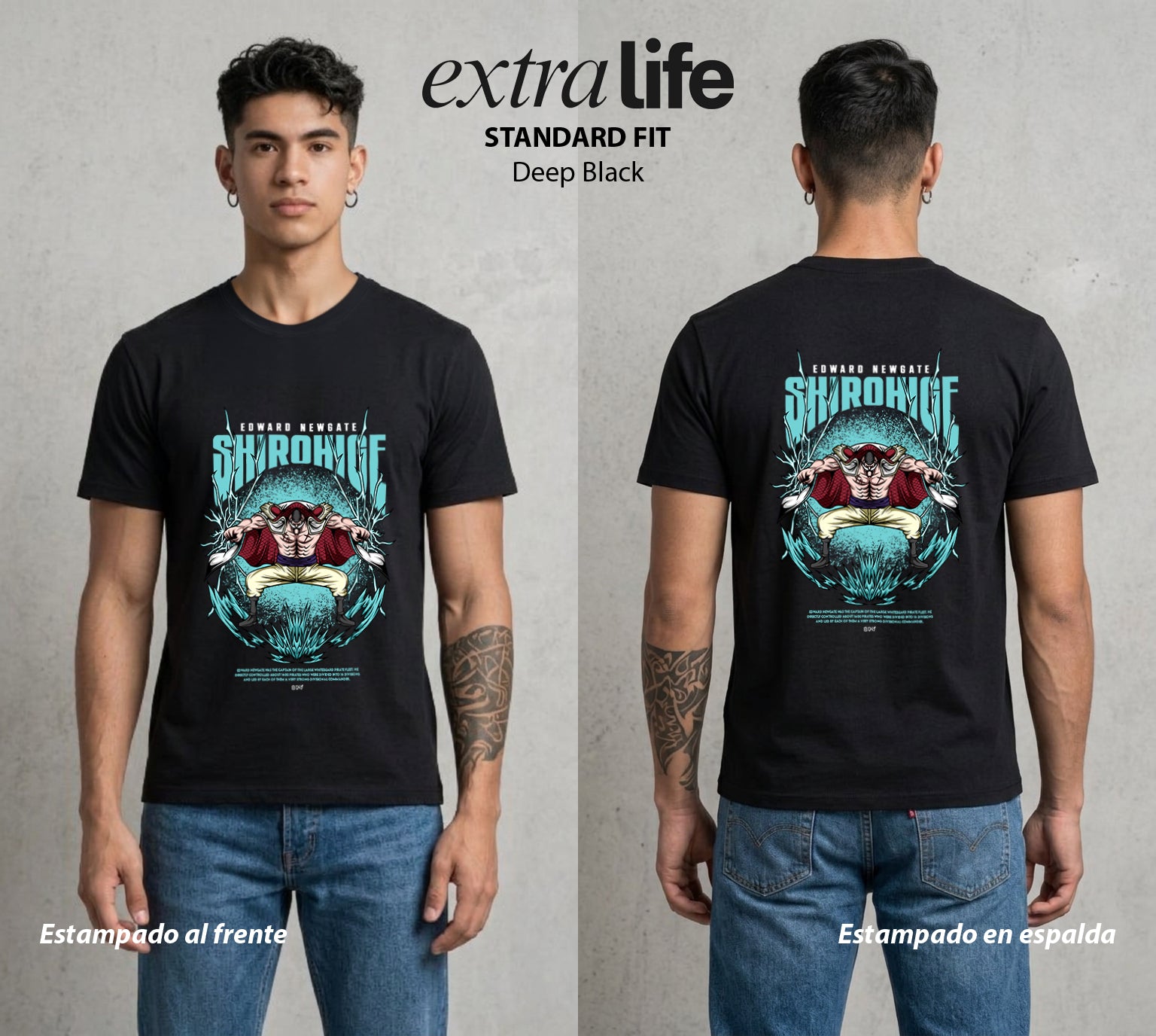 Mar de los Piratas | El Padre del Bien #03992 - Playera Standard Fit | Deep Black - Foto en modelo