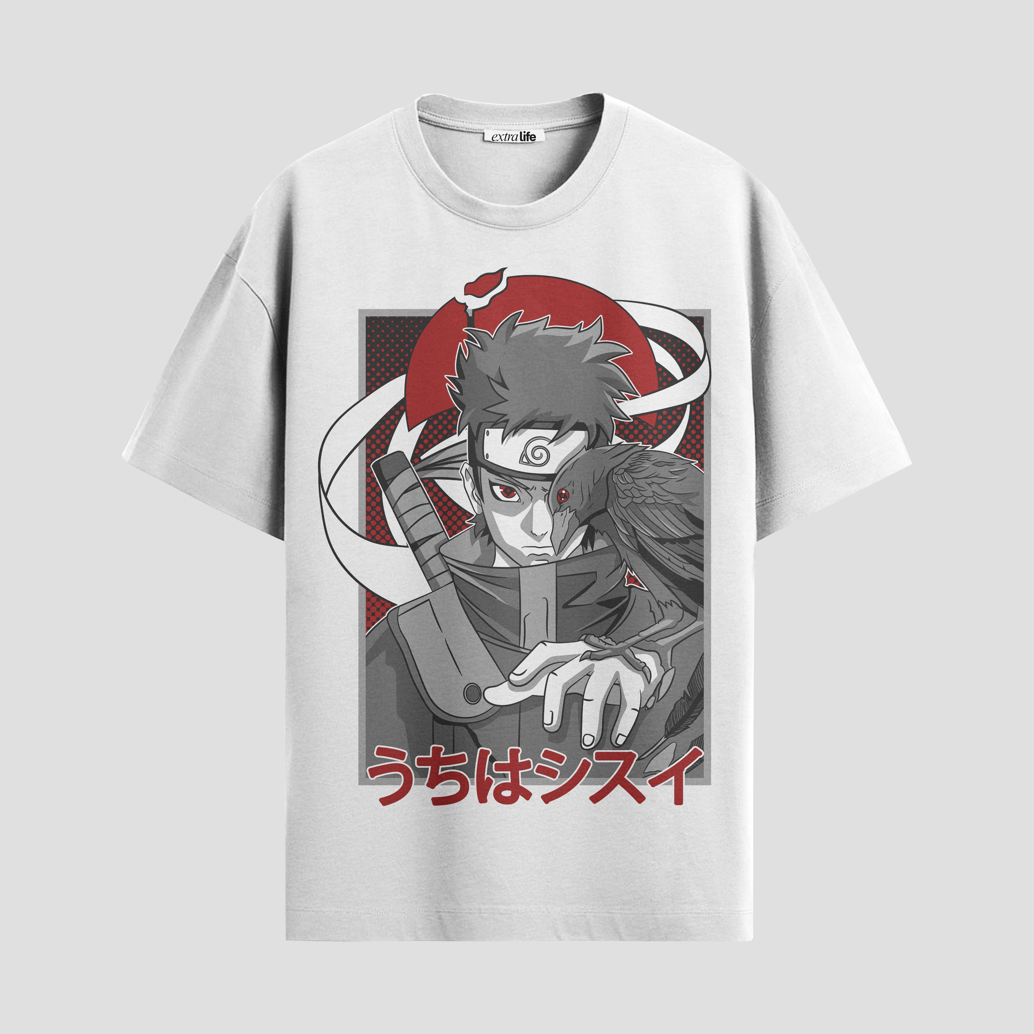 Playera urbana de anime y gaming ExtraLife MX, corte Standard Fit unisex ligero y transpirable en color Deep Black y Pure White, ropa de uso diario para gym y casual.