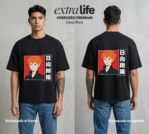 El Vuelo del Voleibol | Los Ojos del Byakugan #04003 - Playera Oversized Premium | Deep Black - Foto en modelo