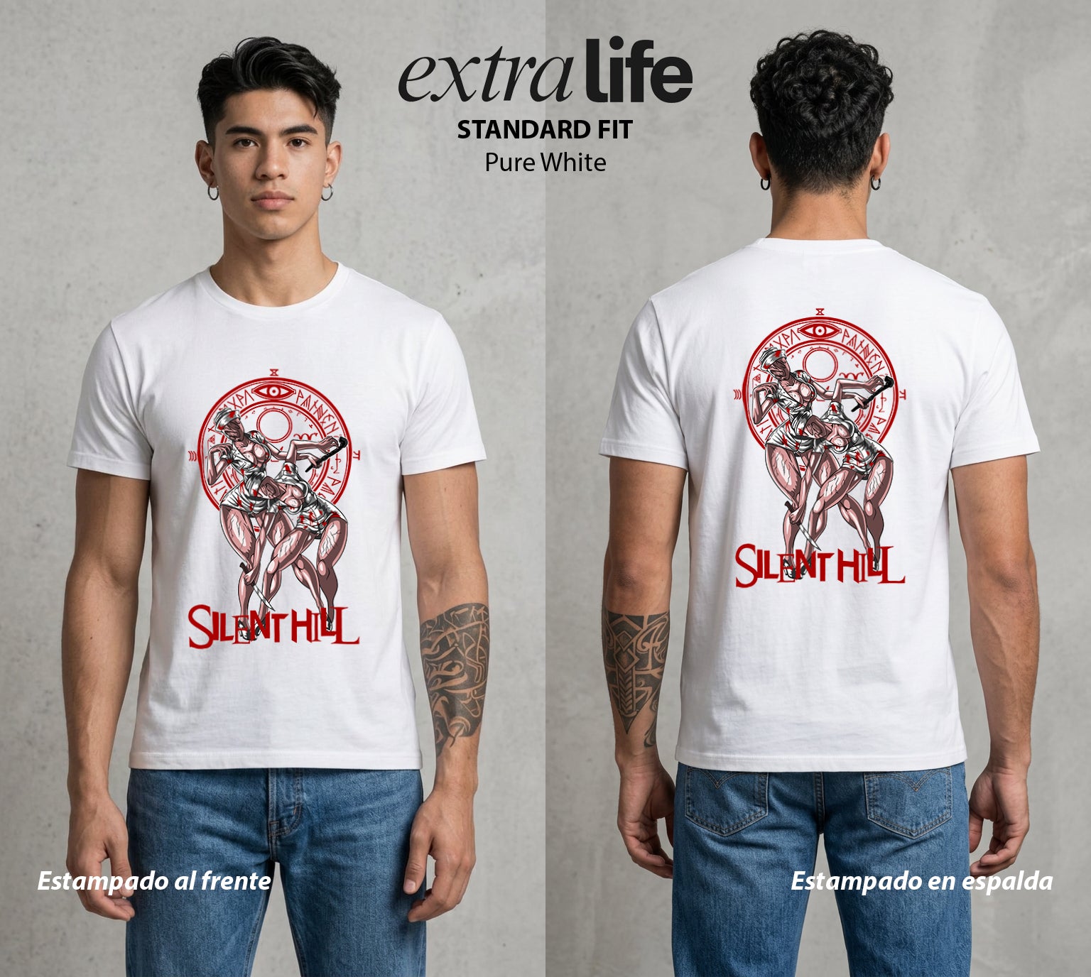 La Niebla del Horror | Silent Hill Nurses #04010 - Playera Standard Fit | Pure White - Foto en modelo
