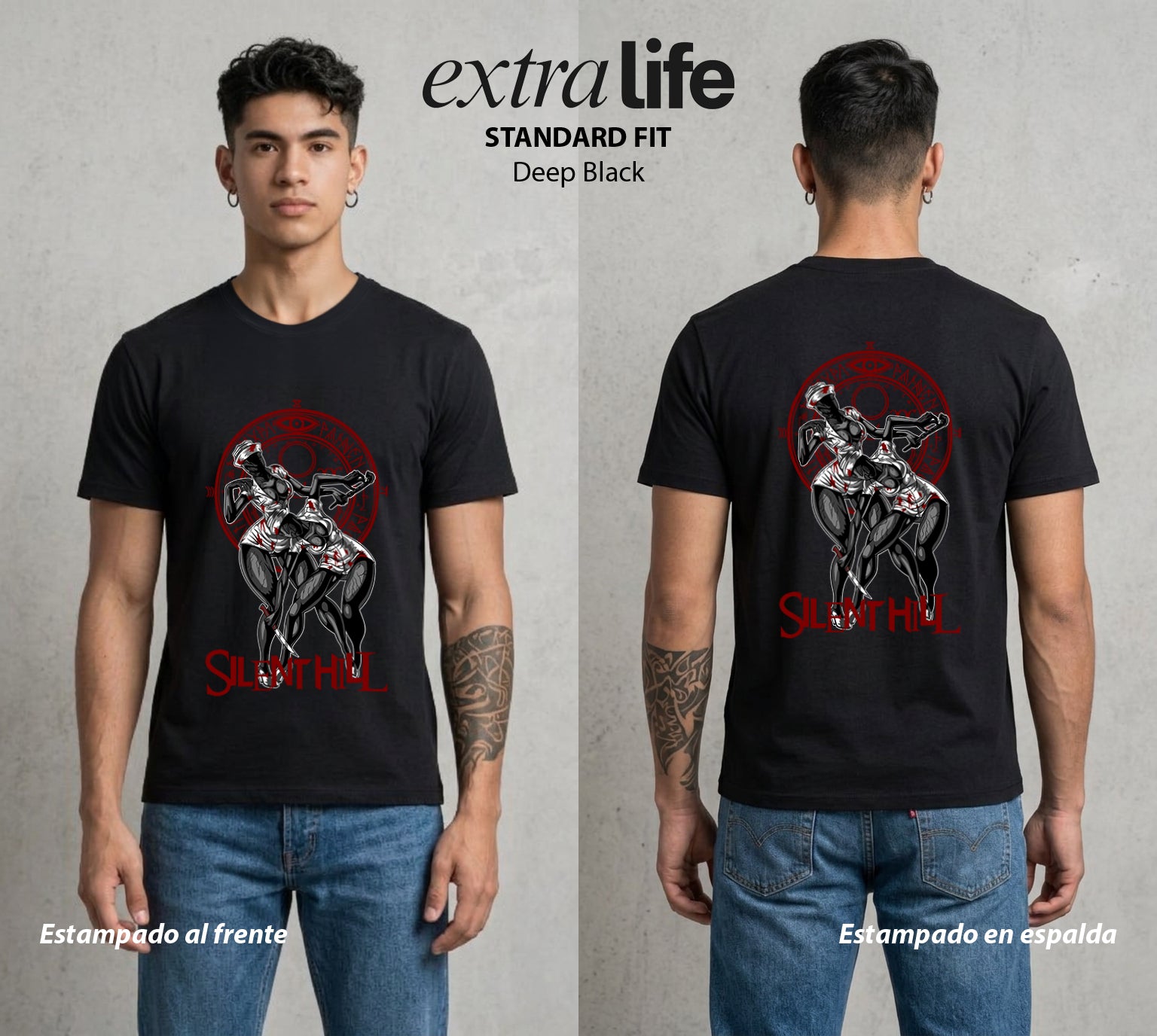 La Niebla del Horror | Silent Hill Nurses #04011 - Playera Standard Fit | Deep Black - Foto en modelo