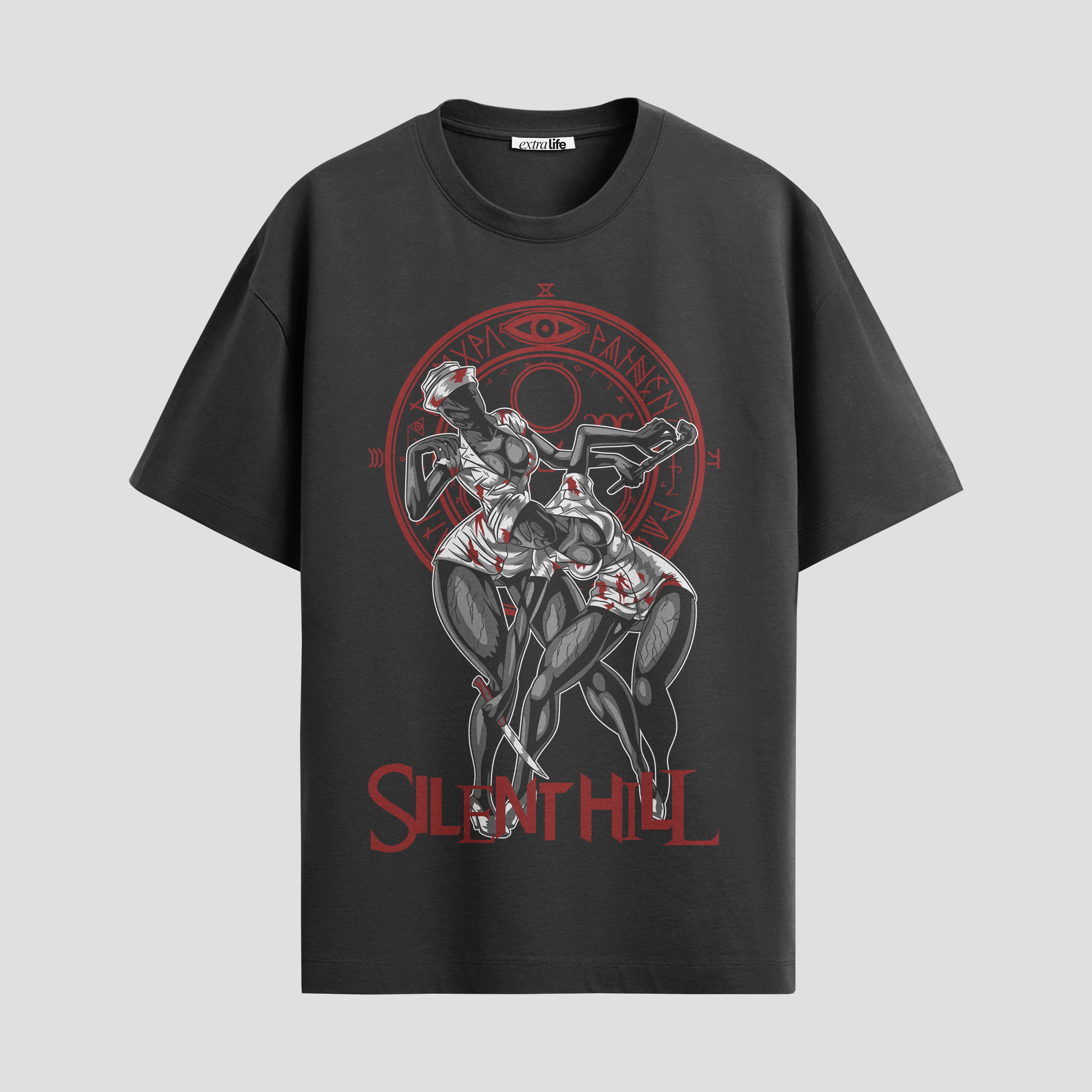 Playera urbana de anime y gaming ExtraLife MX, corte Standard Fit unisex ligero y transpirable en color Deep Black y Pure White, ropa de uso diario para gym y casual.