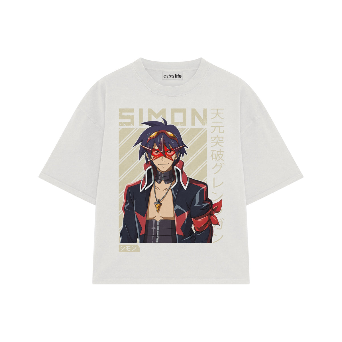 Playera streetwear premium de anime y gaming ExtraLife MX, corte oversized drop shoulder ligero y fresco en color Deep Black y Off-White, moda urbana mexicana de culto.