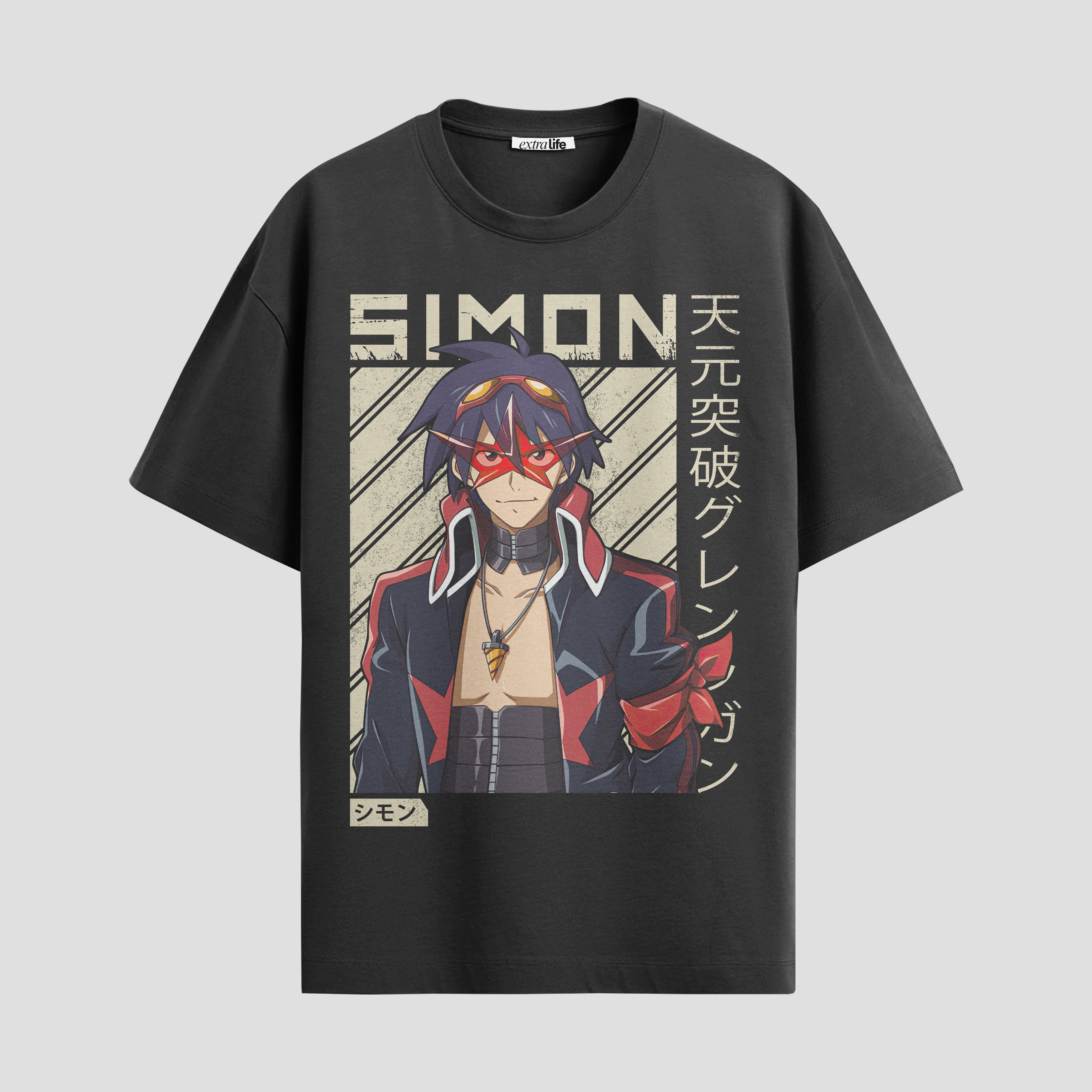 Playera urbana de anime y gaming ExtraLife MX, corte Standard Fit unisex ligero y transpirable en color Deep Black y Pure White, ropa de uso diario para gym y casual.