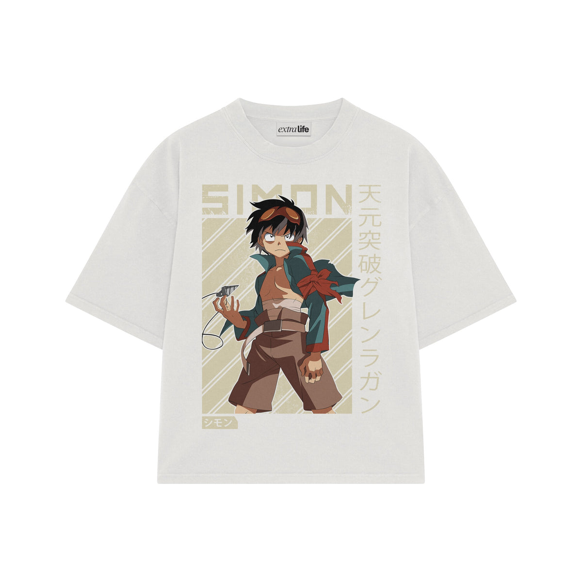 Playera streetwear premium de anime y gaming ExtraLife MX, corte oversized drop shoulder ligero y fresco en color Deep Black y Off-White, moda urbana mexicana de culto.